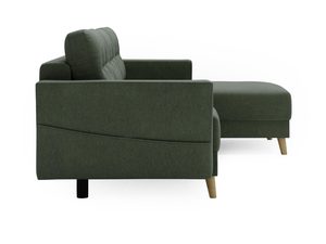 Miniaturka 15 - Zielona sofa narożna z bocznym segmentem i grubym siedziskiem