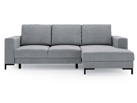 Narożnik jasnoszary z tkaniny z szerokim siedziskiem