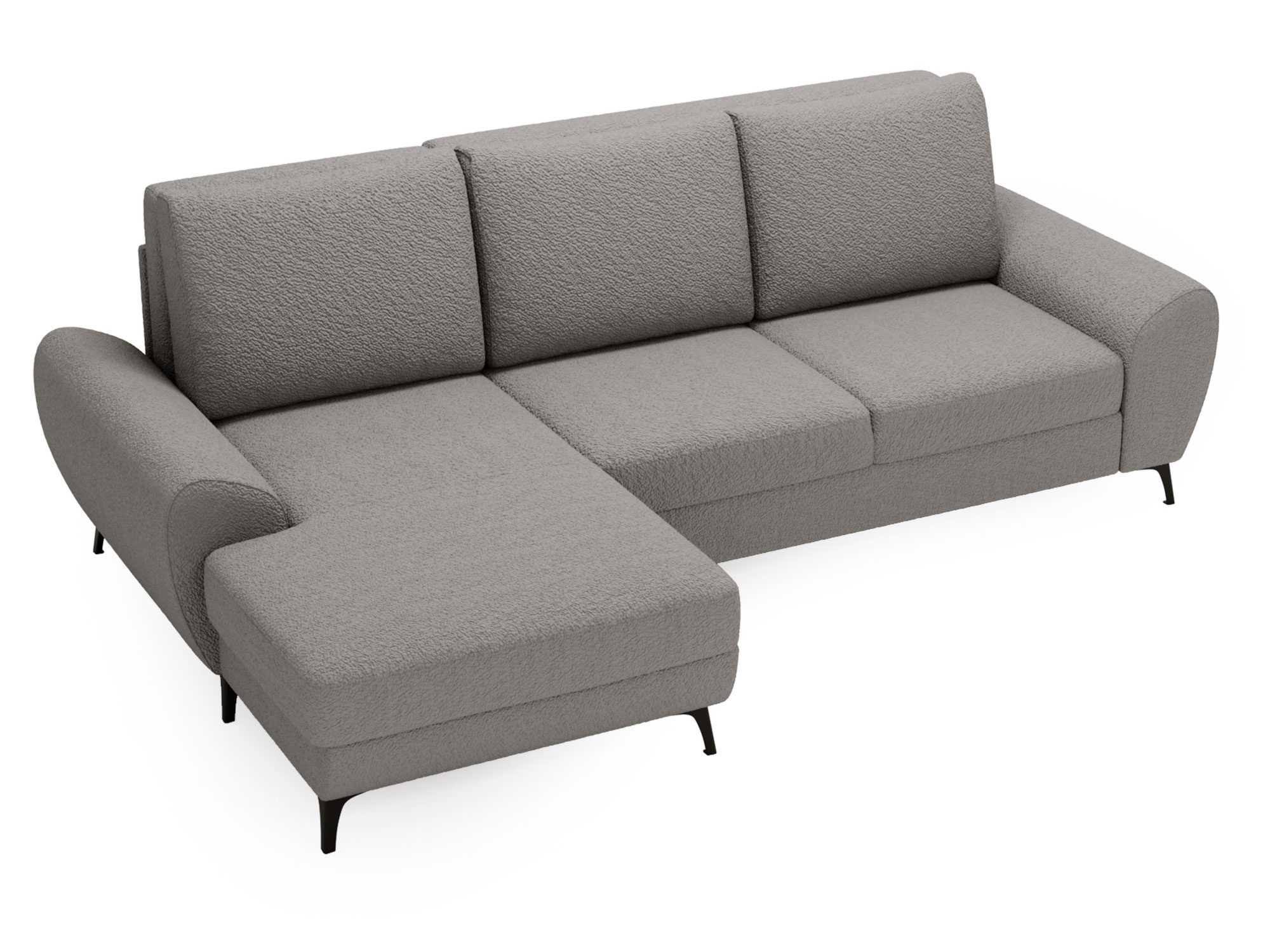 Jasnoszary narożnik z nowoczesną tapicerką i minimalistycznym bokiem Jasnoszary narożnik z nowoczesną tapicerką i minimalistycznym bokiem