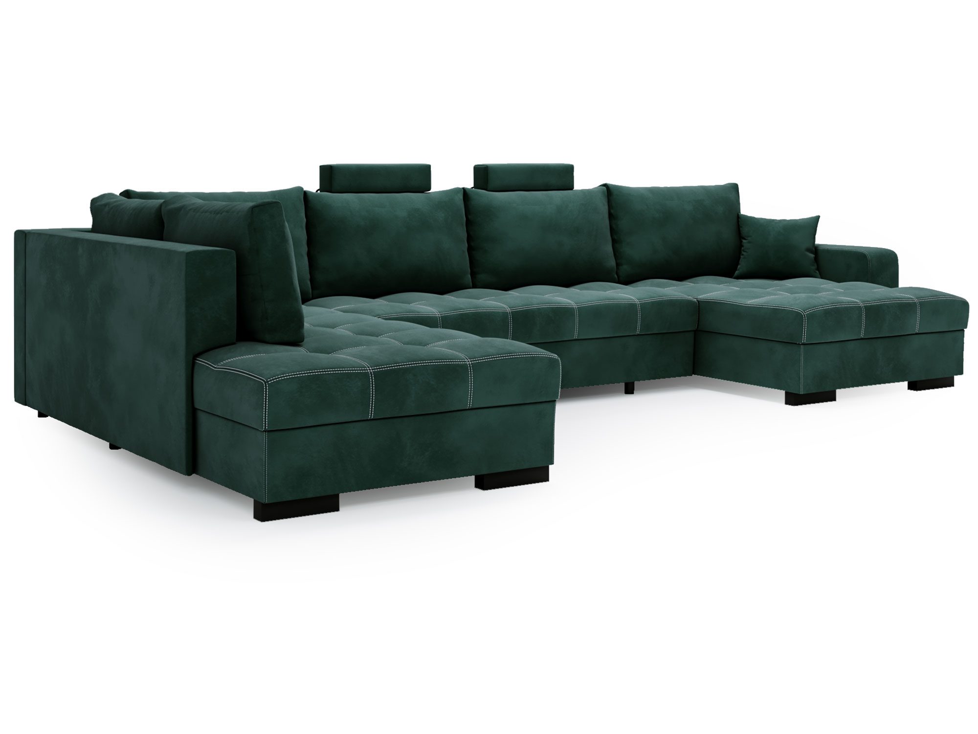 Zielony narożnik modułowy w kształcie litery U z funkcją wypoczynku Zielony narożnik modułowy w kształcie litery U z funkcją wypoczynku