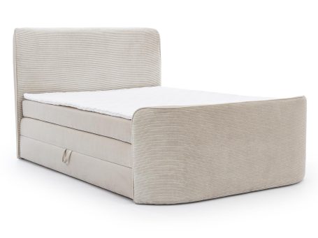 Beżowe łóżko z prostym zagłówkiem