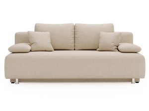 Miniaturka 1 - Sofa beżowa z miękkimi poduchami i klasycznym designem