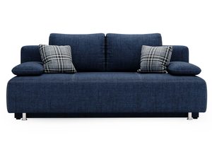 Miniaturka 4 - Granatowa sofa z poduchami ozdobnymi i miękkim wykończeniem