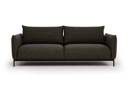 Ciemna sofa nowoczesna tapicerowana w kolorze oliwkowym z głębokim siedziskiem