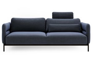 Miniaturka 2 - Sofa granatowa z dwoma zagłówkami i szerokim siedziskiem