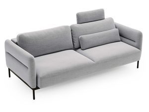 Miniaturka 11 - Sofa jasnoszara z regulowanym zagłówkiem i tekstylnym obiciem