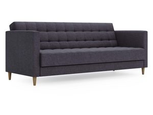 Miniaturka 8 - Grafitowa sofa tapicerowana z drewnianymi nogami i klasycznym pikowaniem