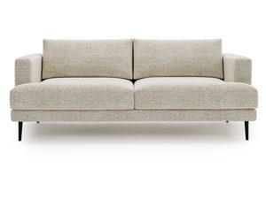 Miniaturka 1 - Sofa boucle piaskowa z prostym bokiem i jasną tkaniną