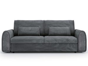 Miniaturka 1 - Grafitowa sofa z poziomym ryflowaniem i prostymi liniami