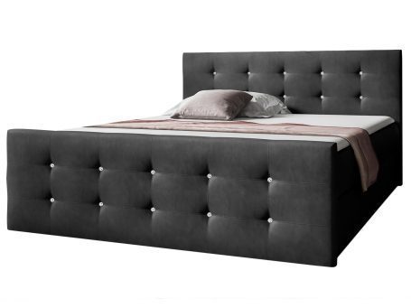 Ciemnoszare łóżko kontynentalne z prostym zagłówkiem