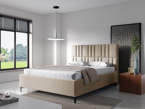 Miniatura 8 - Béžové postel s dekorativním prošíváním a prostymi nožkami