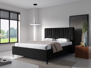 Miniatura 2 - Černé postel z moderním čelem a černými kovovými nožkami