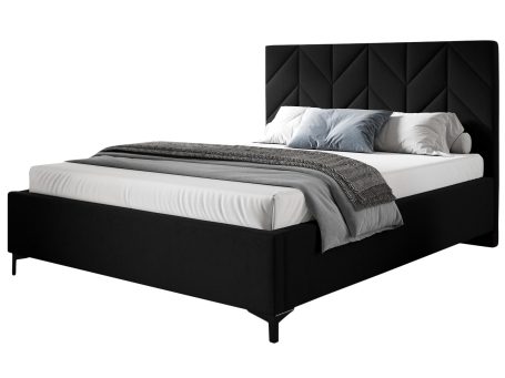 Łóżko tapicerowane z pikowanym zagłówkiem w kolorze czarnym – klasyczne łóżko do sypialni, idealne do eleganckich, nowoczesnych wnętrz.