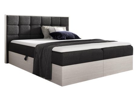 Czarne łóżko nowoczesne z białą ramą