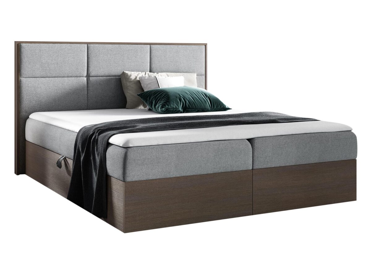 Skandinavisches Boxspringbett Doppelbett Eiche dunkel BRAGA 2