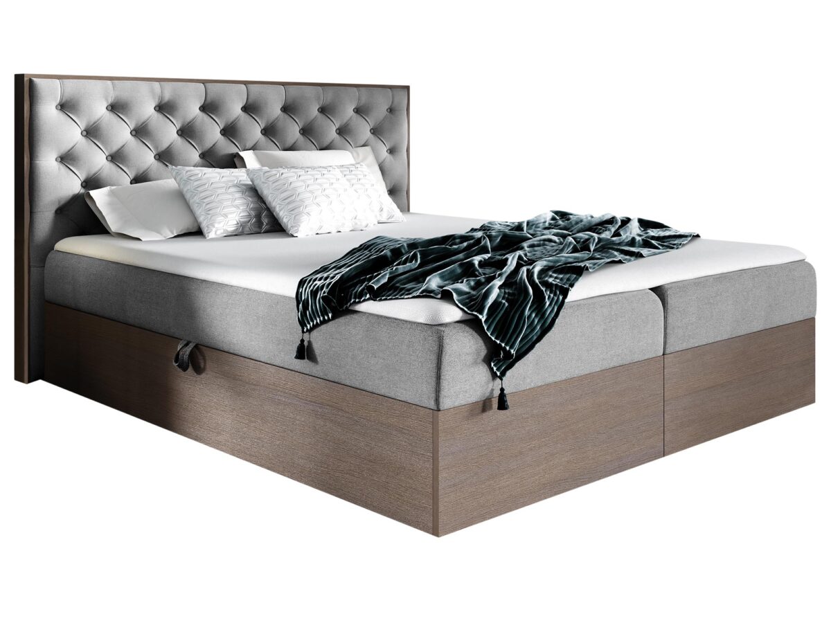 Gepolstertes Boxspringbett Doppelbett Eiche dunkel BRAGA 3