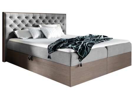 Szare łóżko z pikowanym zagłówkiem w stylu klasycznym