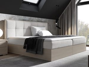 Miniatura 2 - Bílé čalouněná postel z prošitím, styl minimalistický