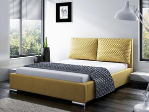 Miniatura 3 - Žluté postel z elegantní látkou a moderním čelem.