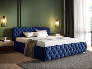 Miniatura 10 - Modré postel z prošíváním typu Chesterfield, moderní aranžmá.