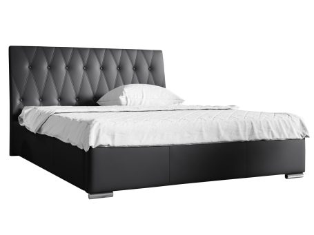 Szare łóżko z kontrastowym bokiem i miękkim zagłówkiem