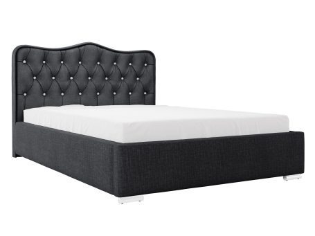 Klasyczne łóżko z ozdobnym pikowaniem w grafitowym kolorze