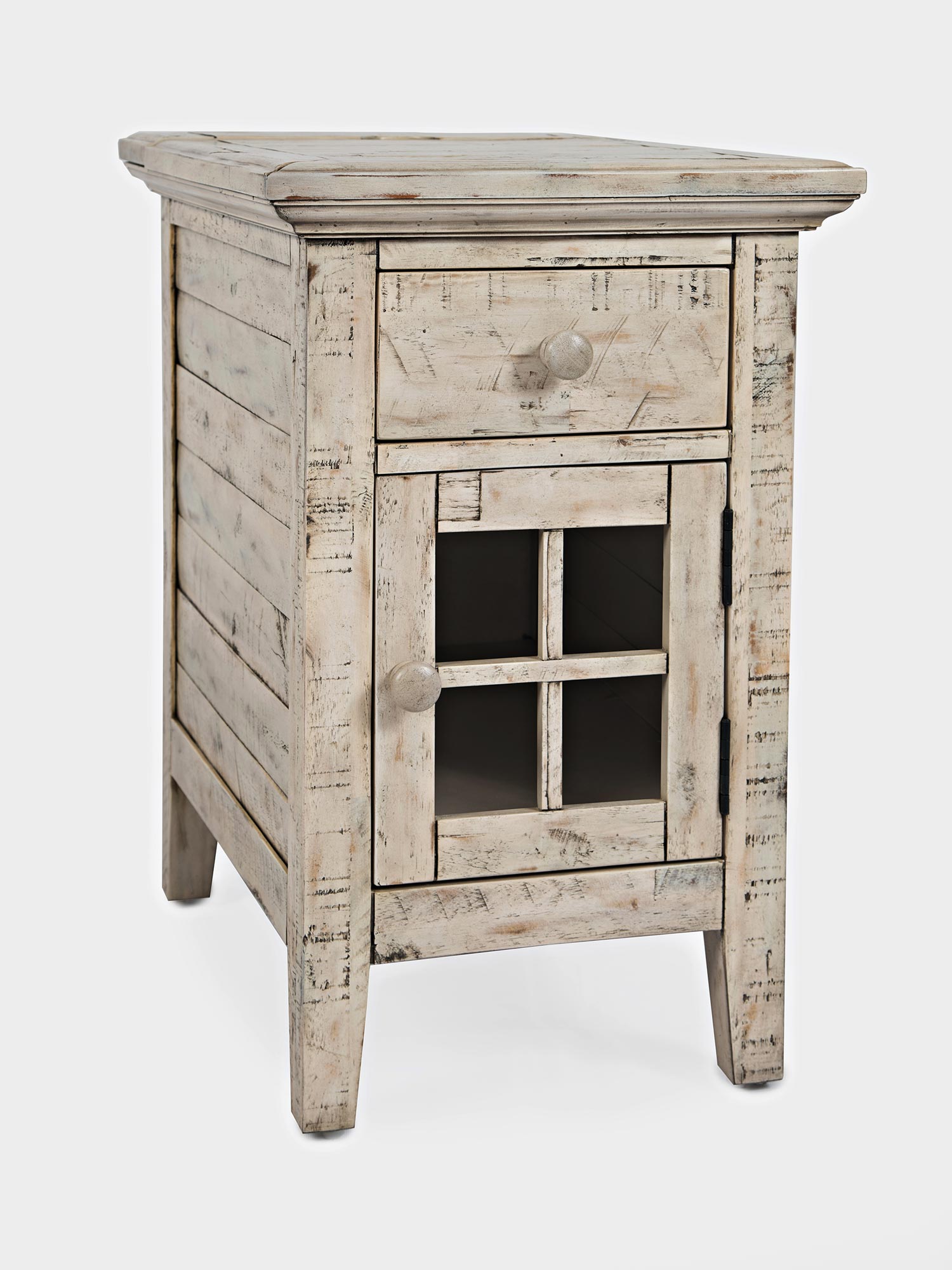 Dekoracyjna drewniana szafka nocna w stylu rustykalnym kolor jasny