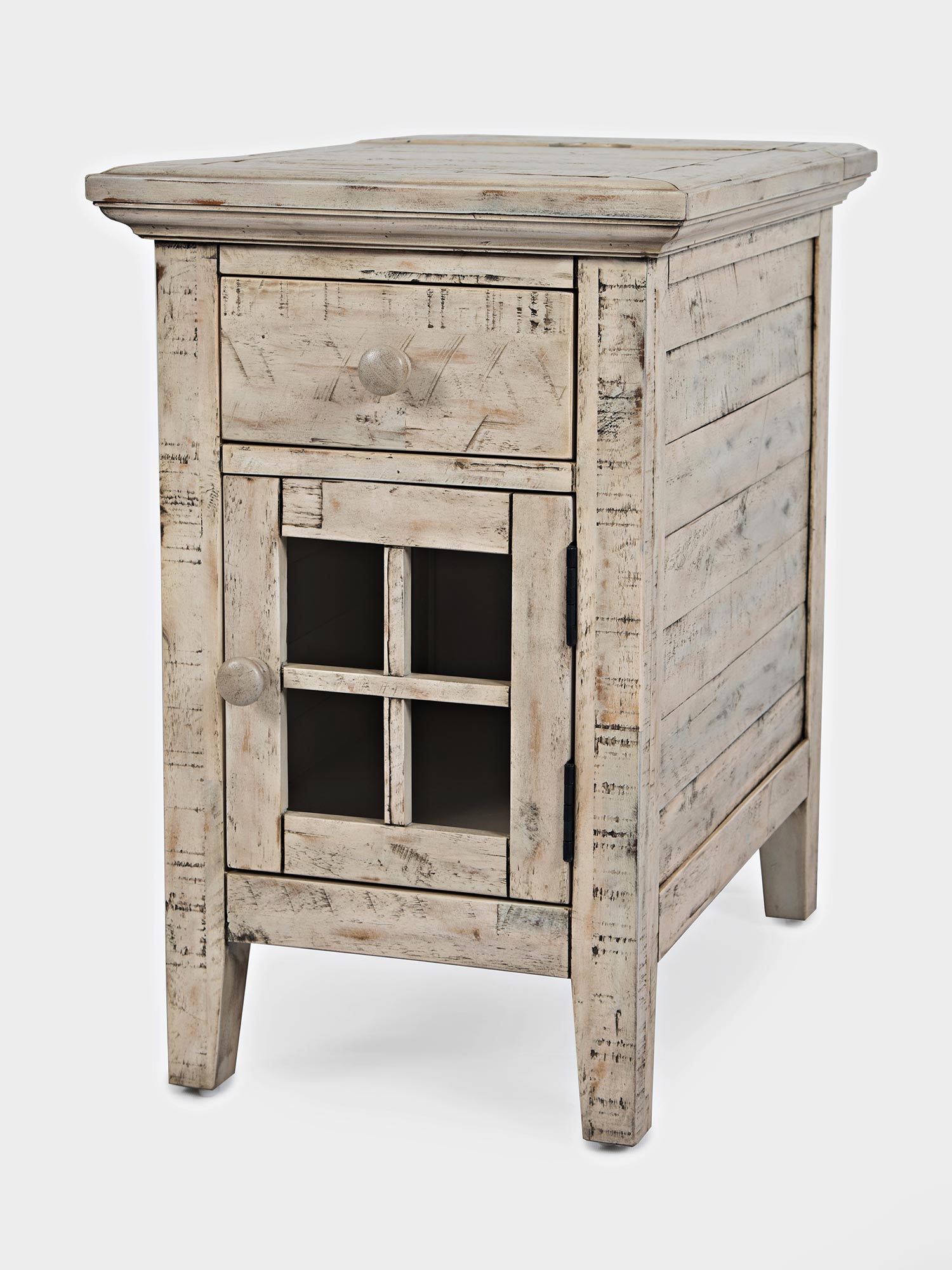 Jasna szafka nocna w stylu rustykalnym dekoracyjna drewno