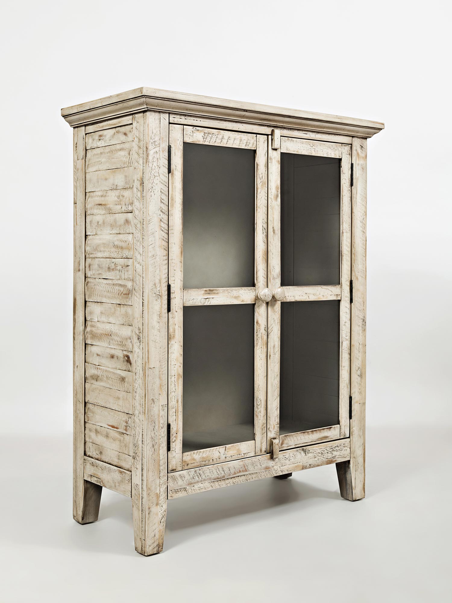 Komoda kremowa rustykalna z przeszklonymi drzwiami