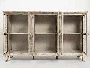 Miniaturka 1 - Kredens drewniany shabby chic z otwartymi drzwiami