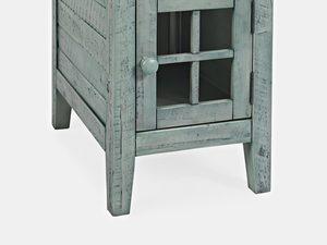 Miniatura 1 - Zelená dřevěná skříňka nocna s prosklenými drzwiczkami a dekorativním čelem