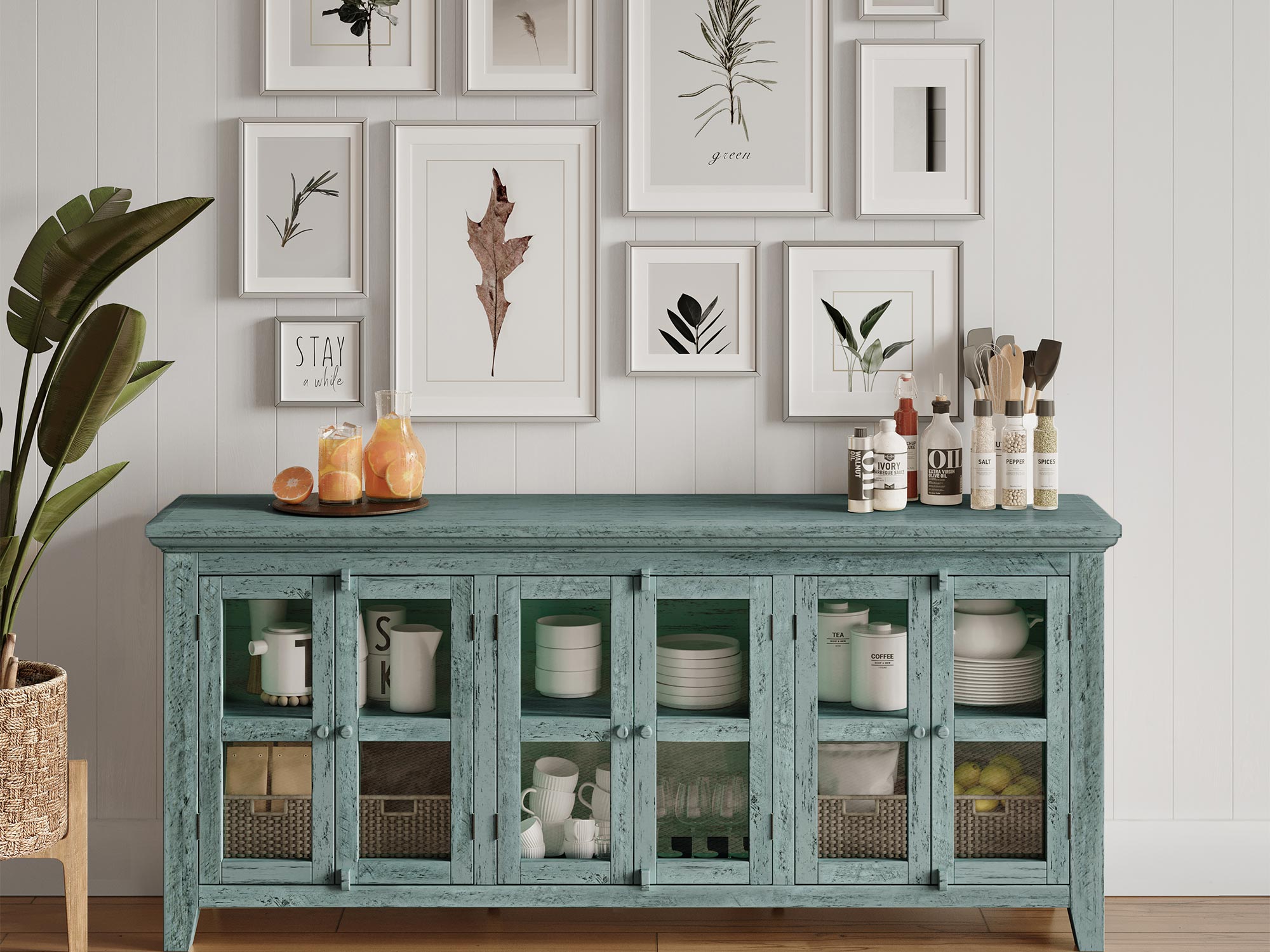 Aranżacja stylowego przedpokoju z komodą miętową