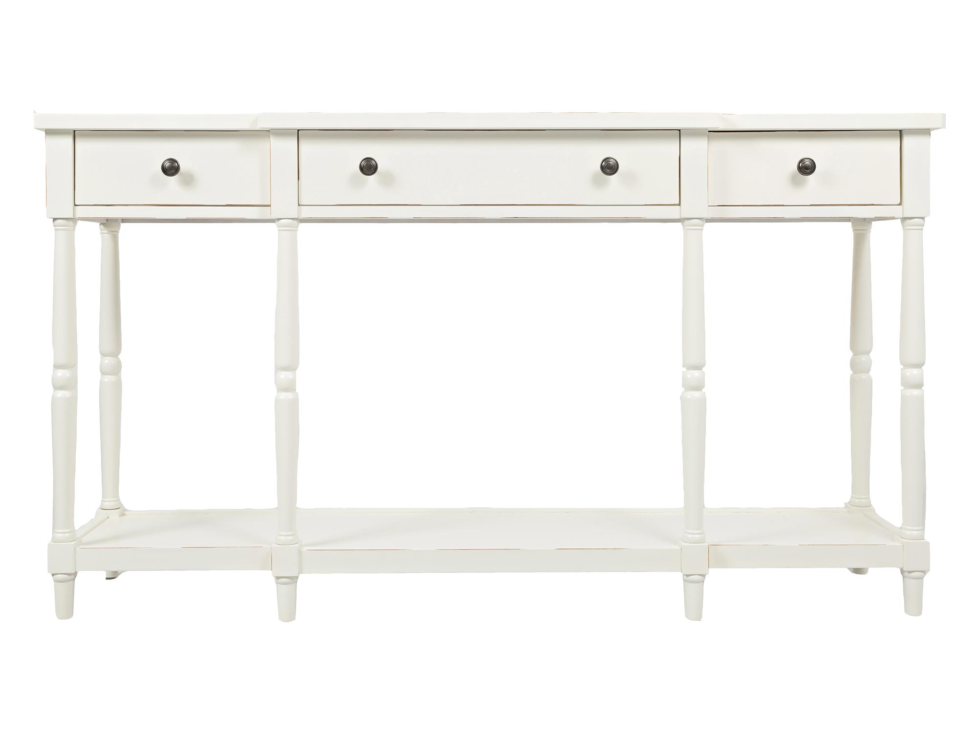 Konsola z drewnianymi detalami