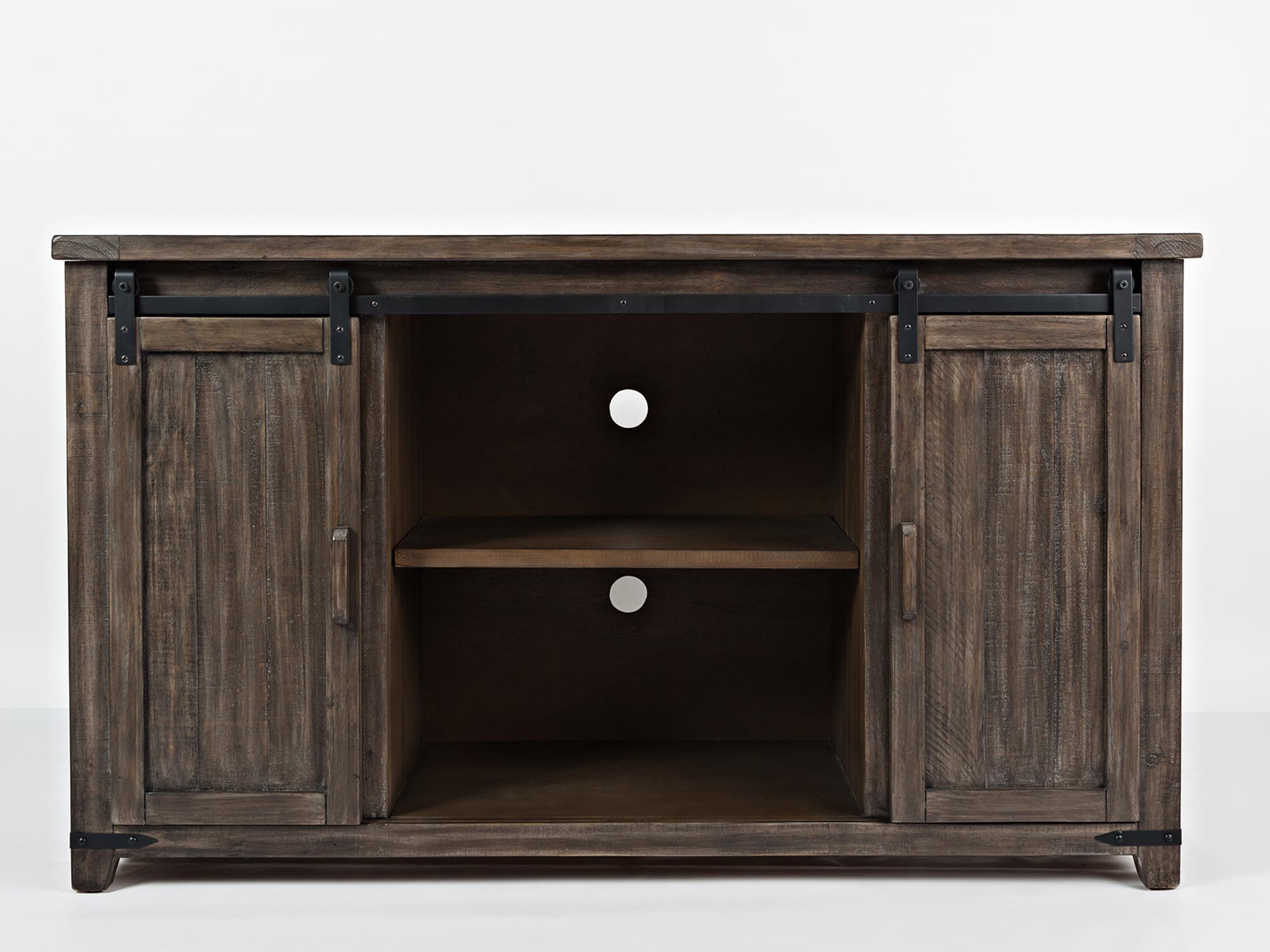 Kredens z szufladami i przesuwnymi drzwiami w stylu farmhouse