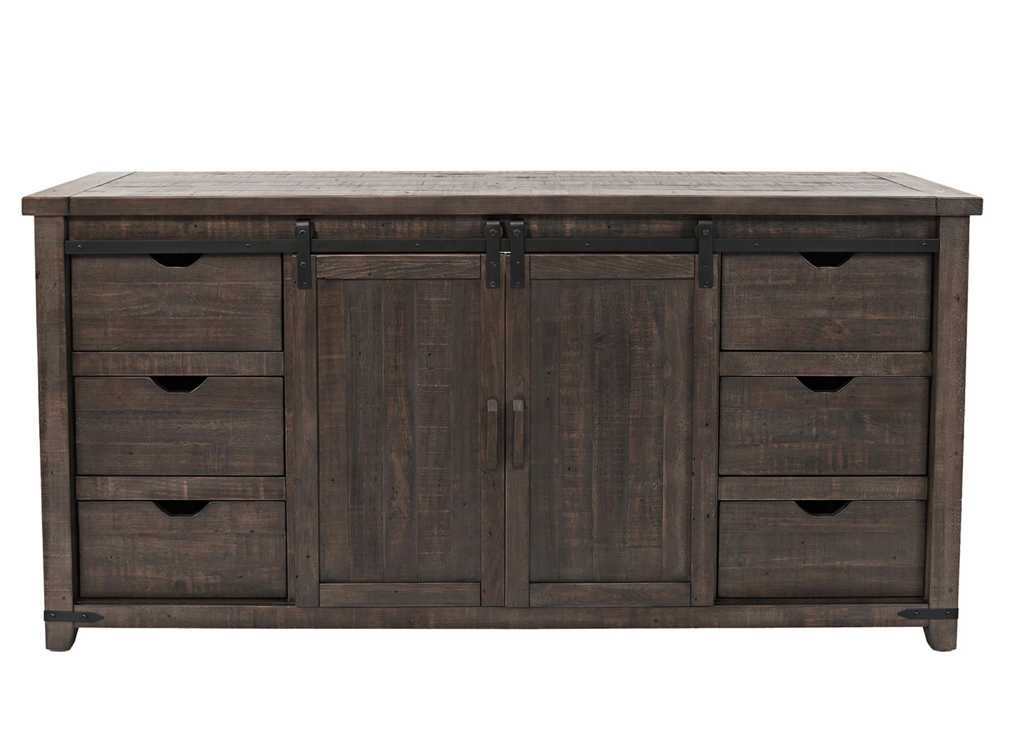 Komoda z drewnem sosnowym i metalowymi okuciami