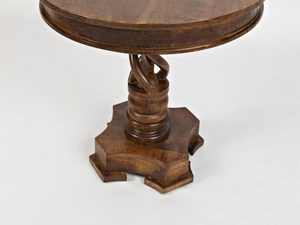 Miniatura 1 - Kulatý stolek s nohou o skreconym wzorze s masivního dřeva