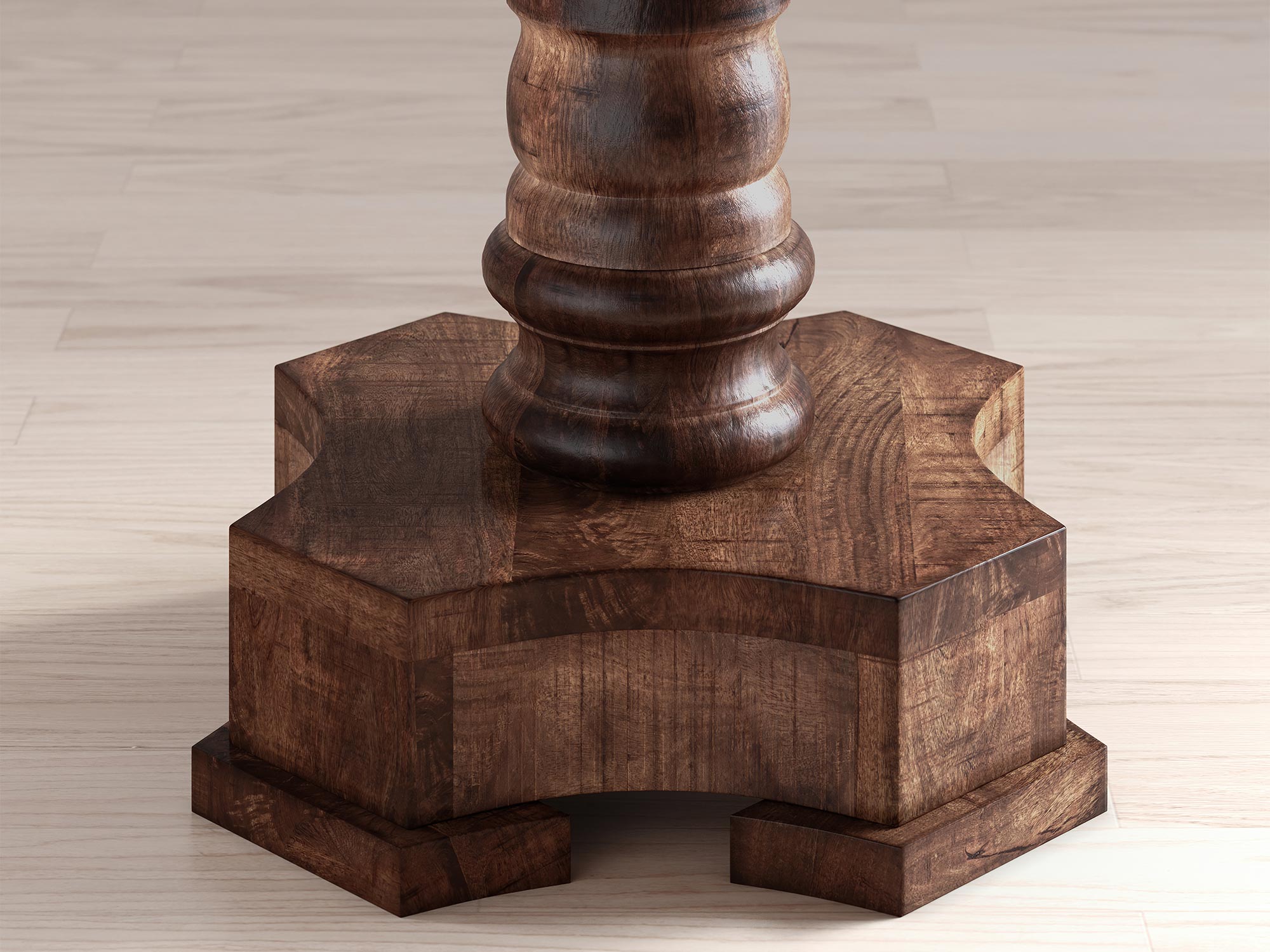 Detal drewnianego blatu z widocznym usłojeniem i naturalnym wykończeniem