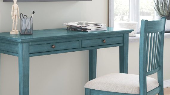 Miniaturka 4 - Stylowy zestaw biurowy z zielonym biurkiem i krzesłem