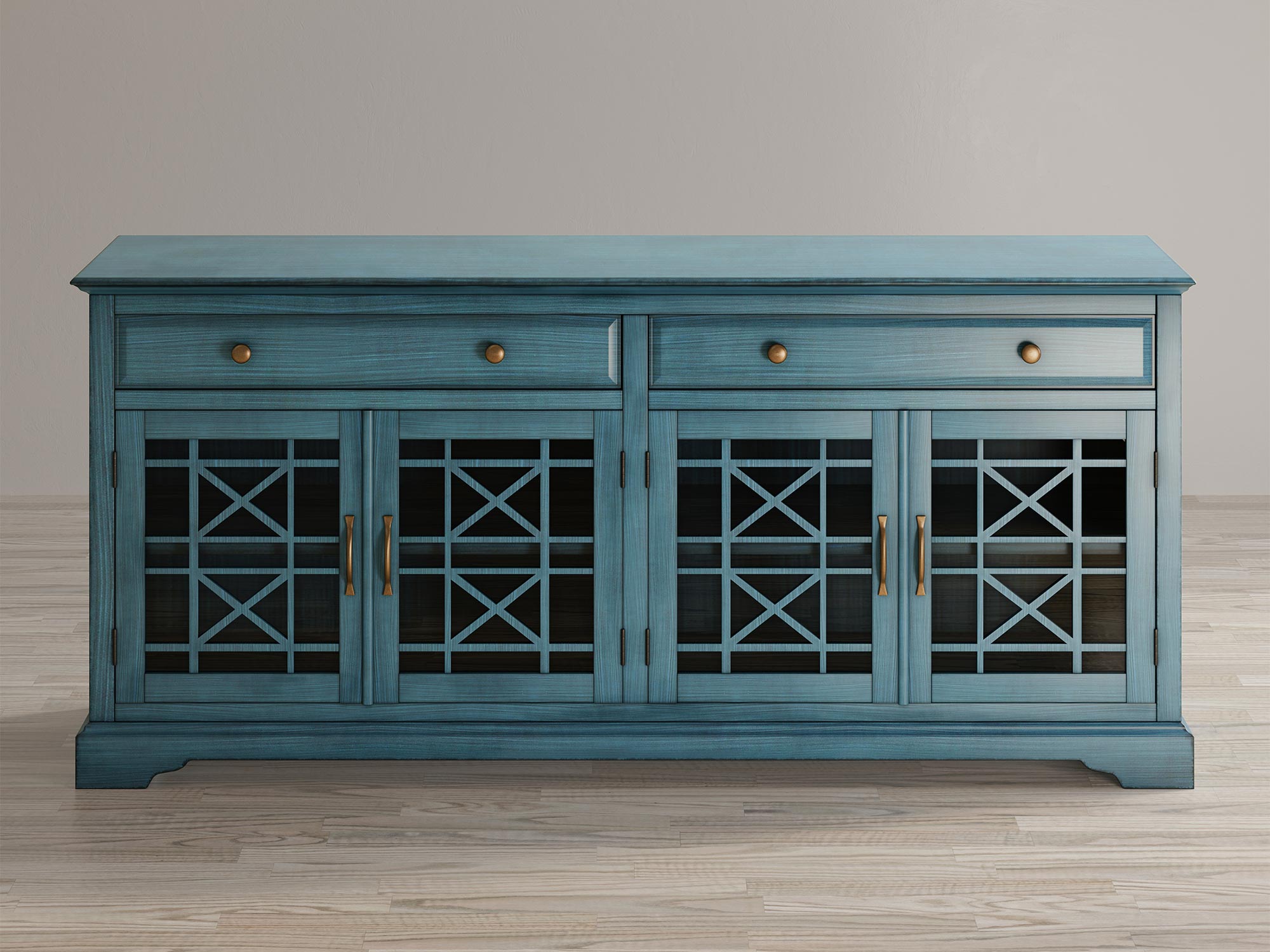 Komoda w stylu klasycznym z metalowymi uchwytami w kolorze starego złota