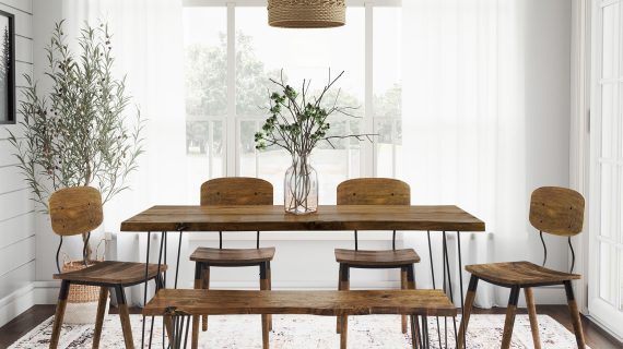 Miniaturka 5 - Stół z litego drewna w stylu industrialnym z metalowymi nogami