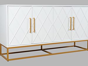 Miniaturka 1 - Biała komoda z geometrycznym wzorem i złotymi detalami