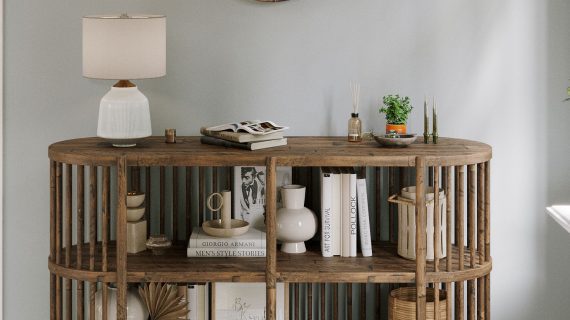 Miniaturka 5 - Regał w stylu loft z pionowymi szczebelkami i otwartymi półkami