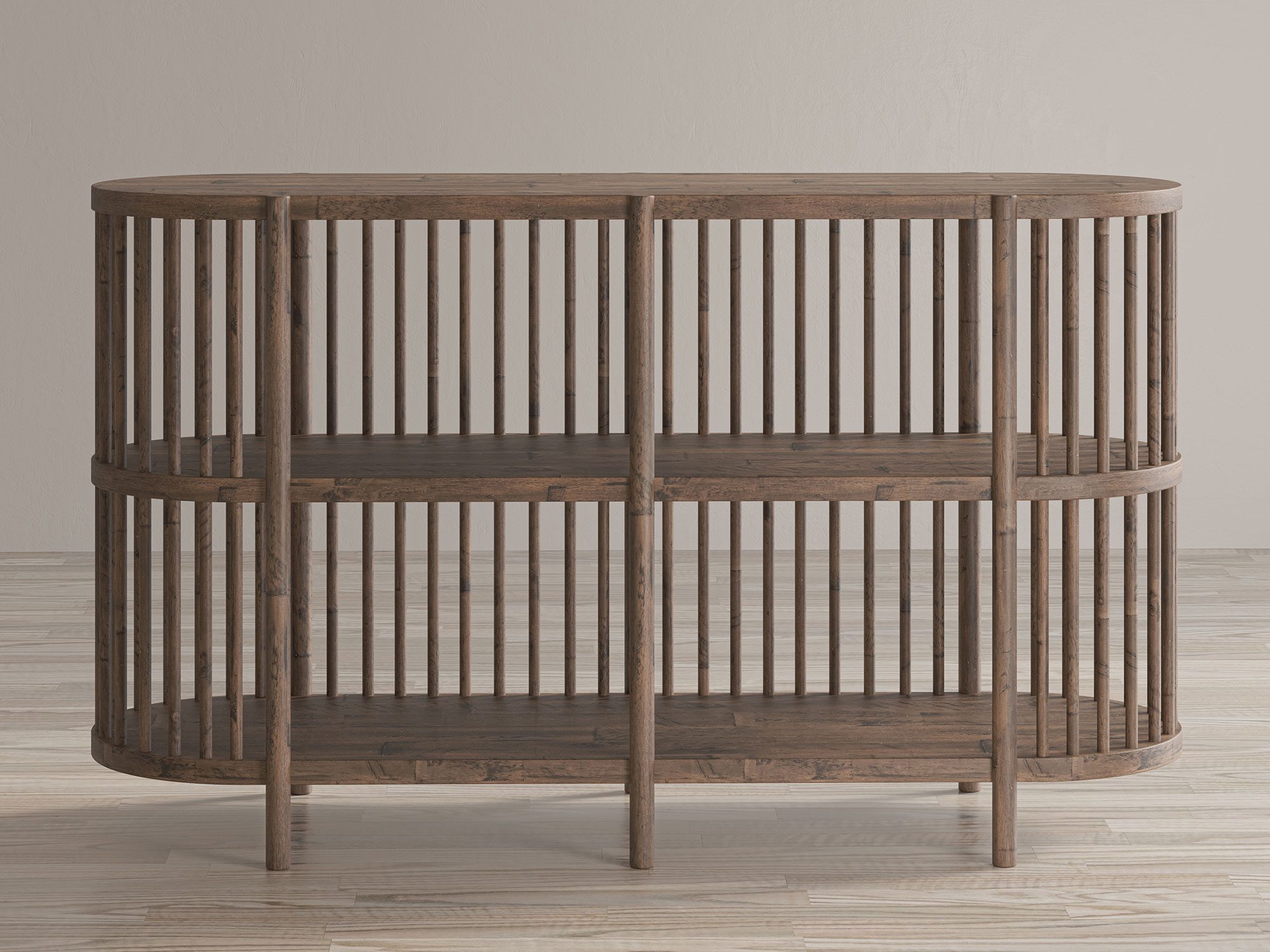 Stylowy regał z naturalnego drewna w rustykalnym stylu Stylowy regał z naturalnego drewna w rustykalnym stylu