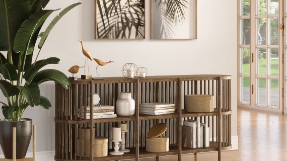 Miniaturka 5 - Regał w stylu loft z otwartymi półkami i pionowymi szczebelkami