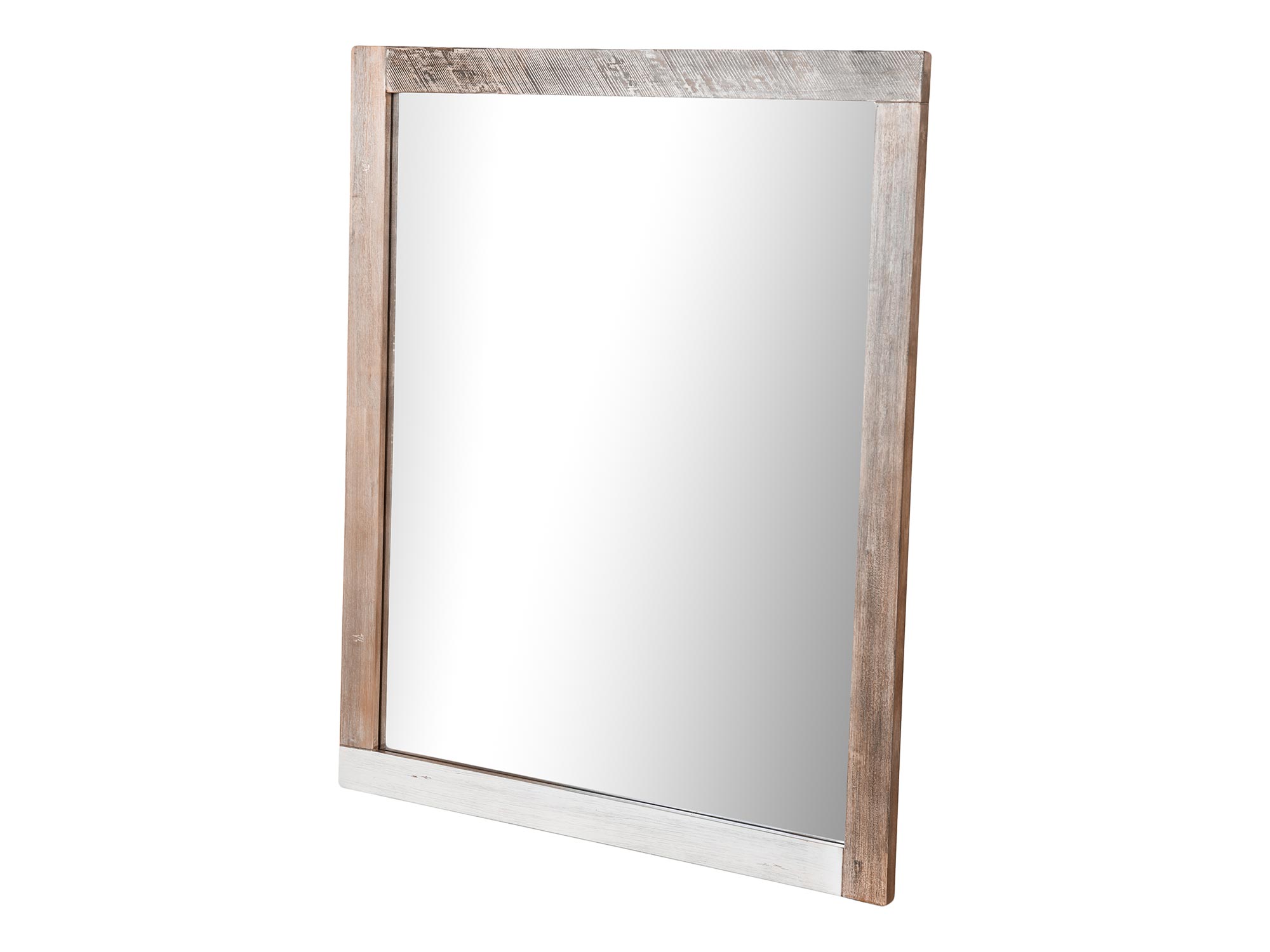 Drewniane lustro w prostokątnej ramie w stylu industrialnym kolor naturalny