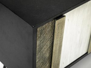 Miniatura 5 - Czarno-hnědá komoda s dekorativními čely ve stylu industriálním přírodní barva