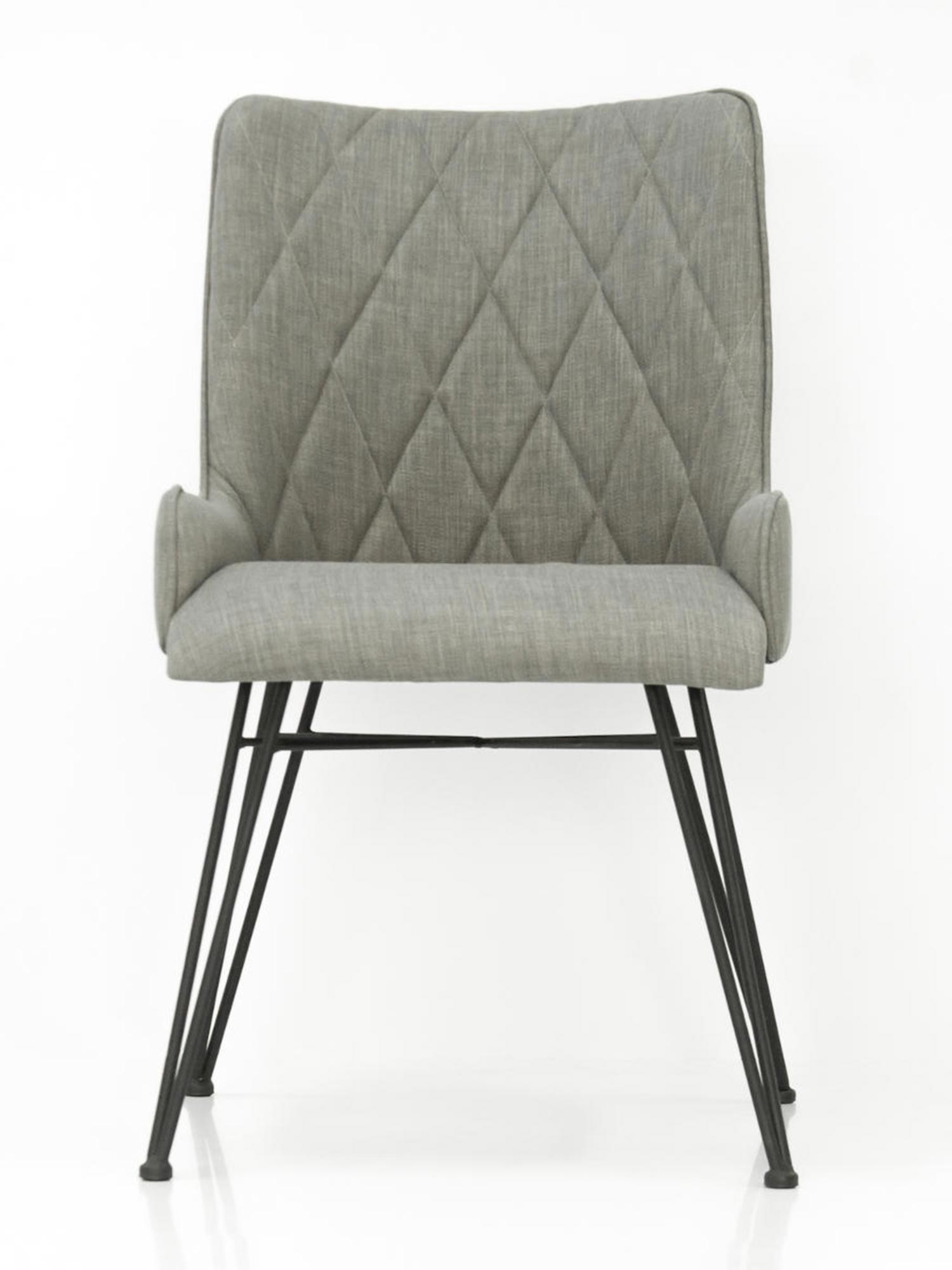 Detal tapicerowanego oparcia krzesła w stylu industrialnym kolor szary