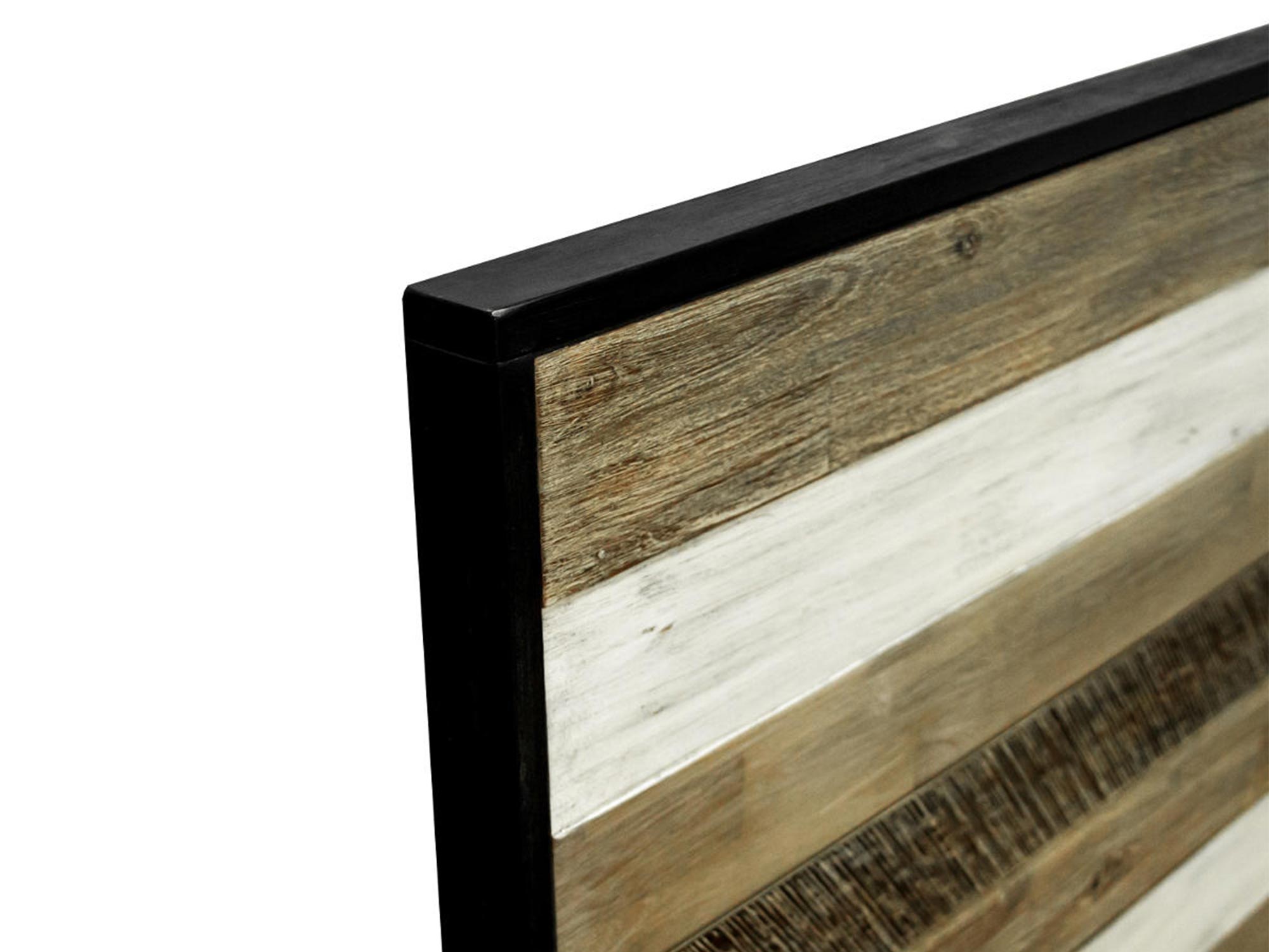 Drewniane łóżko z dekoracyjnym zagłówkiem w stylu industrialnym kolor naturalny