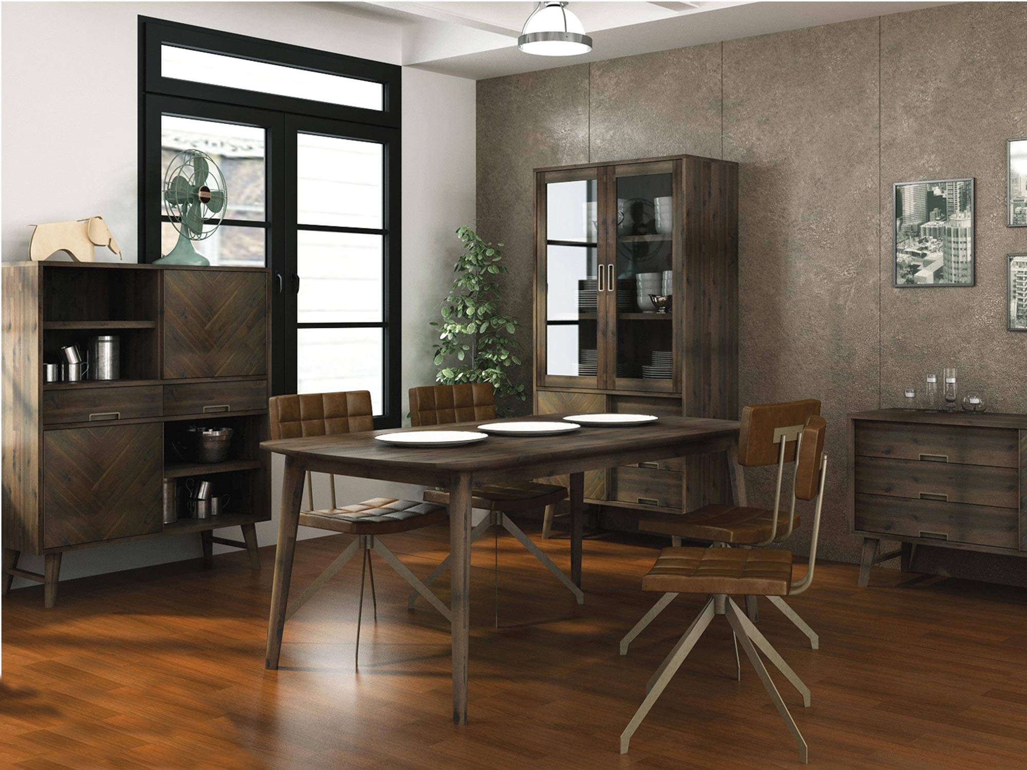 Elegancki stół do jadalni z drewnianym blatem