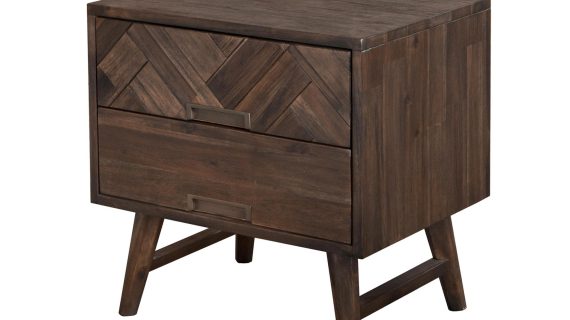 Miniaturka 1 - Drewniana szafka nocna w stylu retro z nogami w kształcie stożka